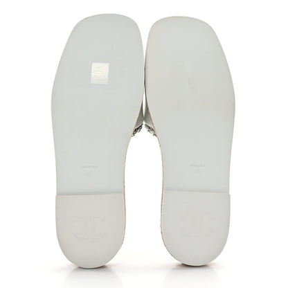 Chanel Lambskin Chain Cork Slide Sandals 41 White 5 of 8