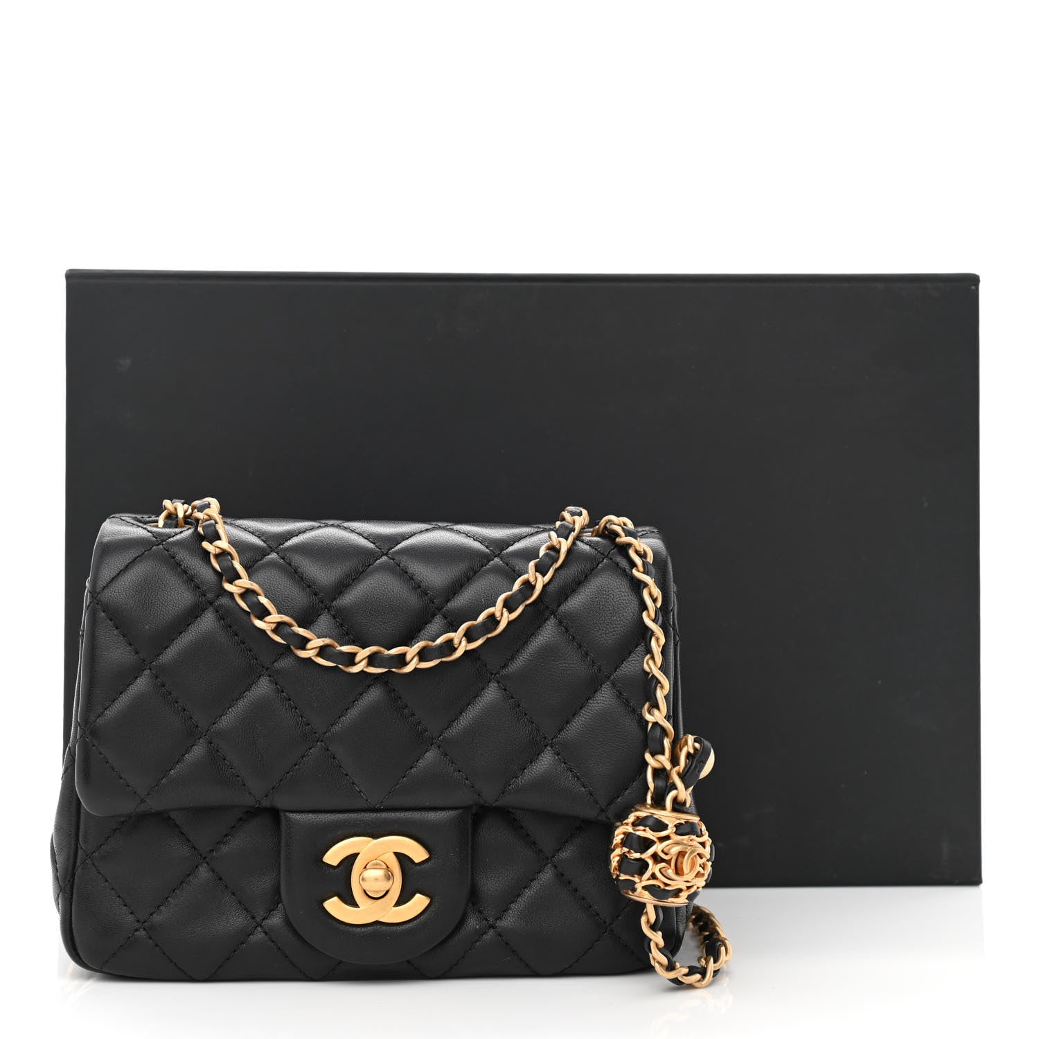 Chanel Lambskin Quilted Mini Pearl Crush Flap Black 11 of 11
