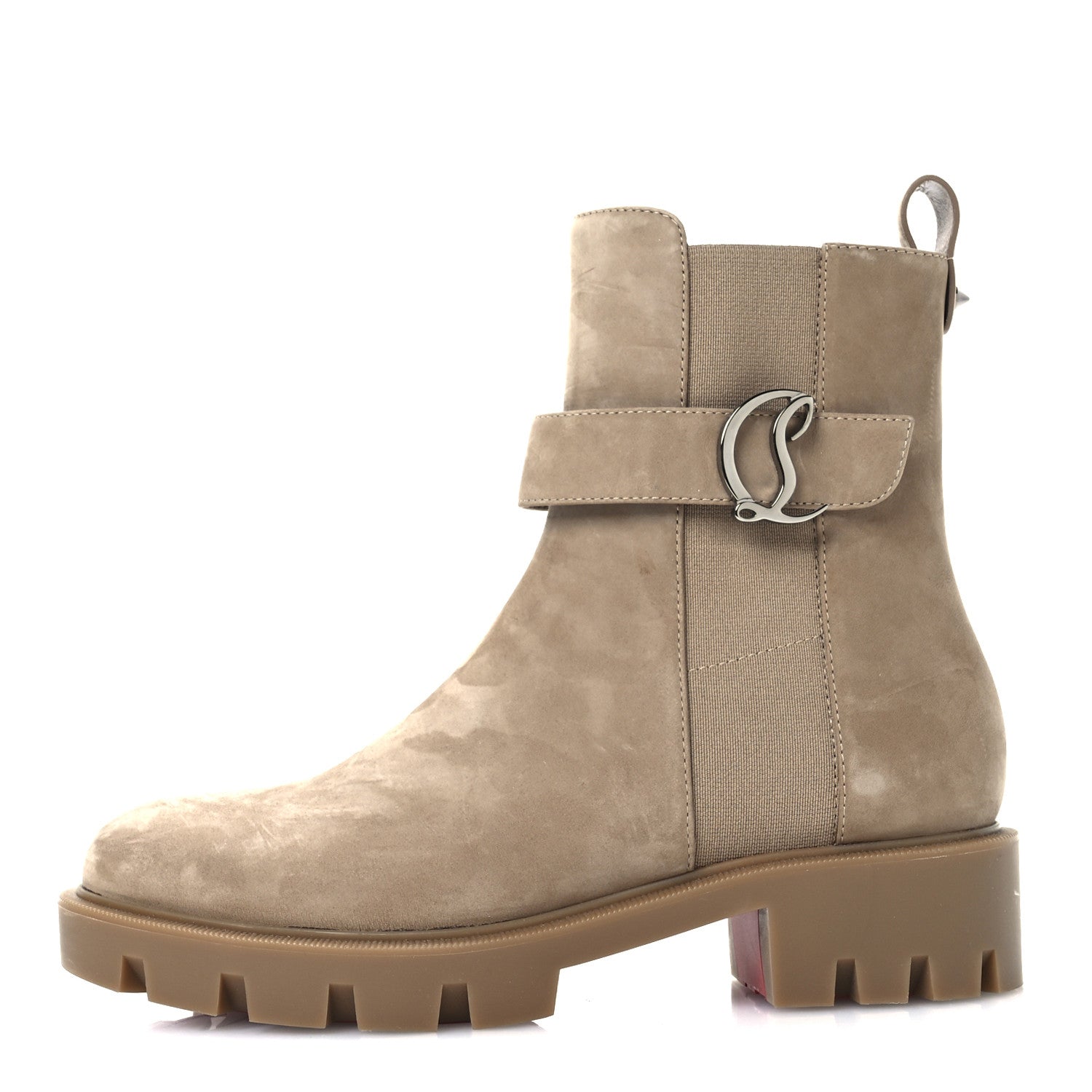Christian Louboutin Suede CL Chelsea Booty 37 Beige 1 of 7