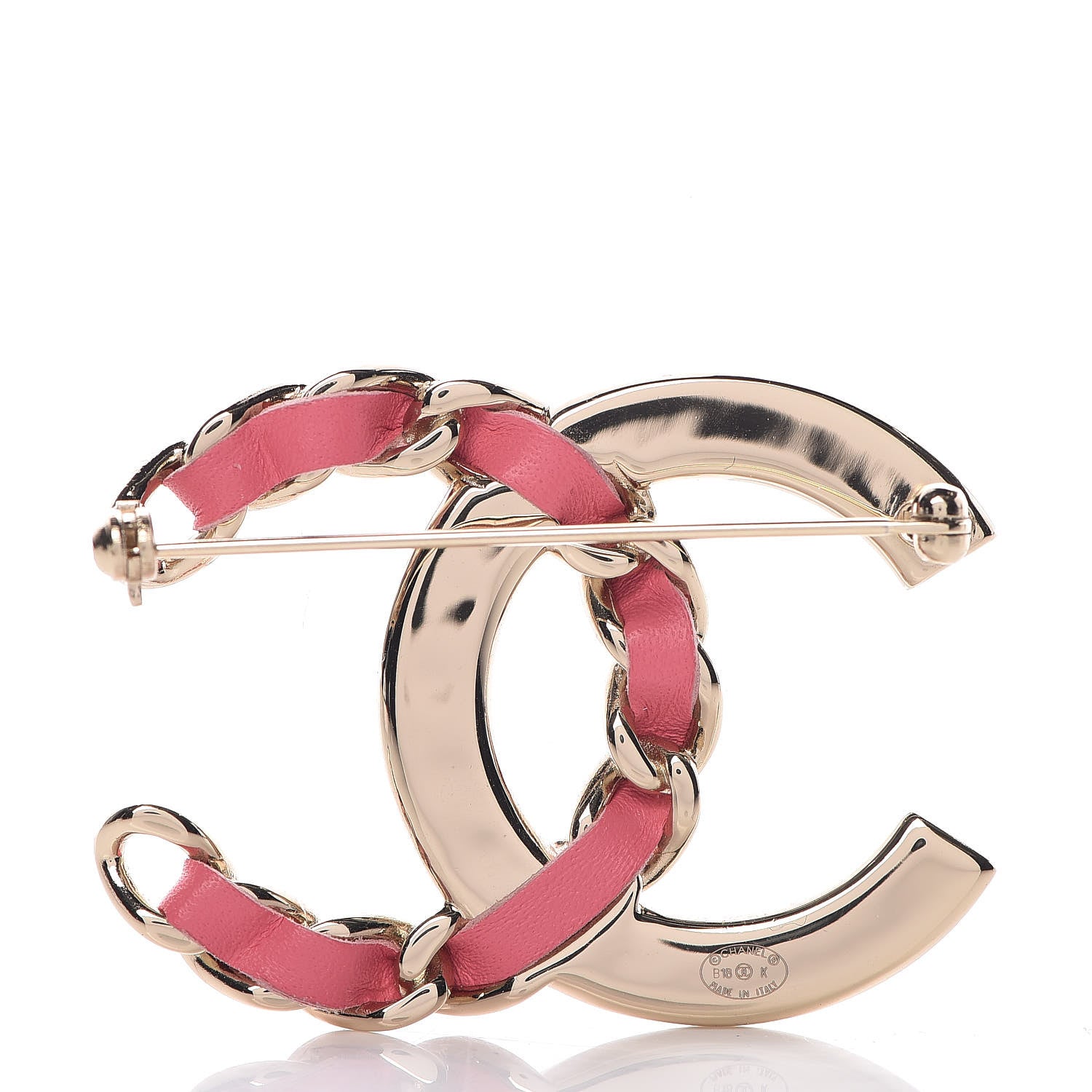 Chanel Lambskin Baguette Crystal CC Chain Brooch Pink Gold 3 of 5