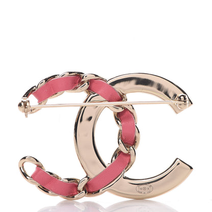 Chanel Lambskin Baguette Crystal CC Chain Brooch Pink Gold 3 of 5