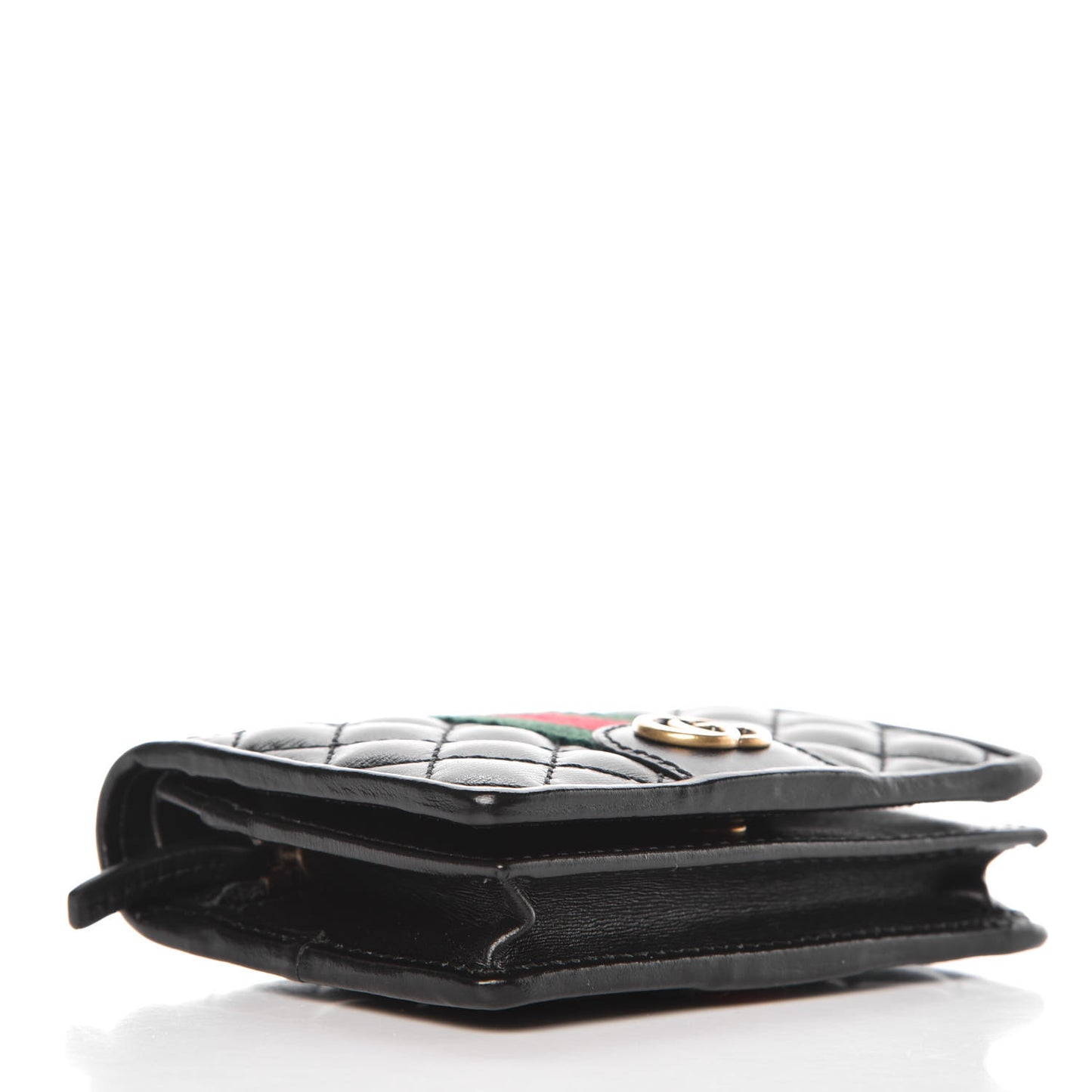 Calfskin Web Trapuntata GG Marmont Card Case Wallet Black