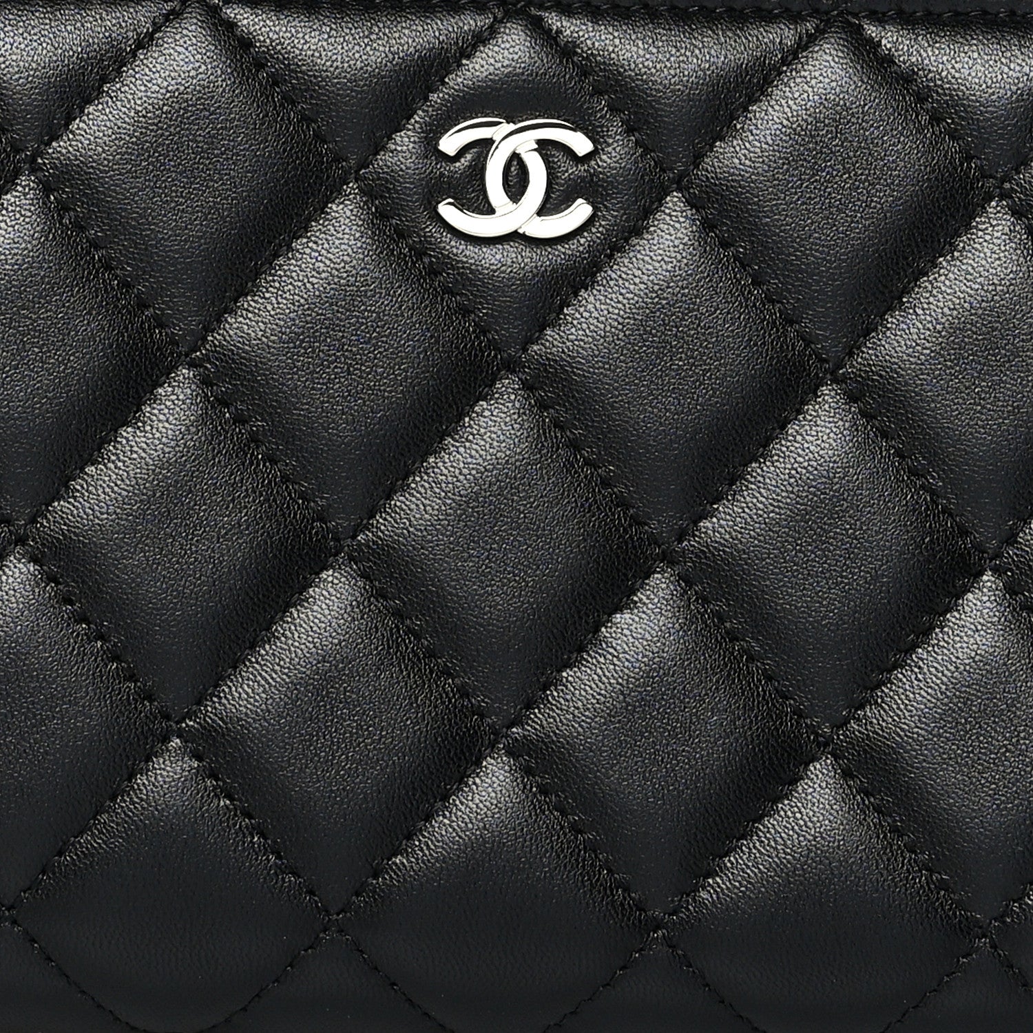 Chanel Lambskin Quilted Large Gusset Zip Around Wallet Black 9 of 10