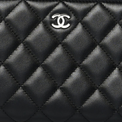 Chanel Lambskin Quilted Large Gusset Zip Around Wallet Black 9 of 10