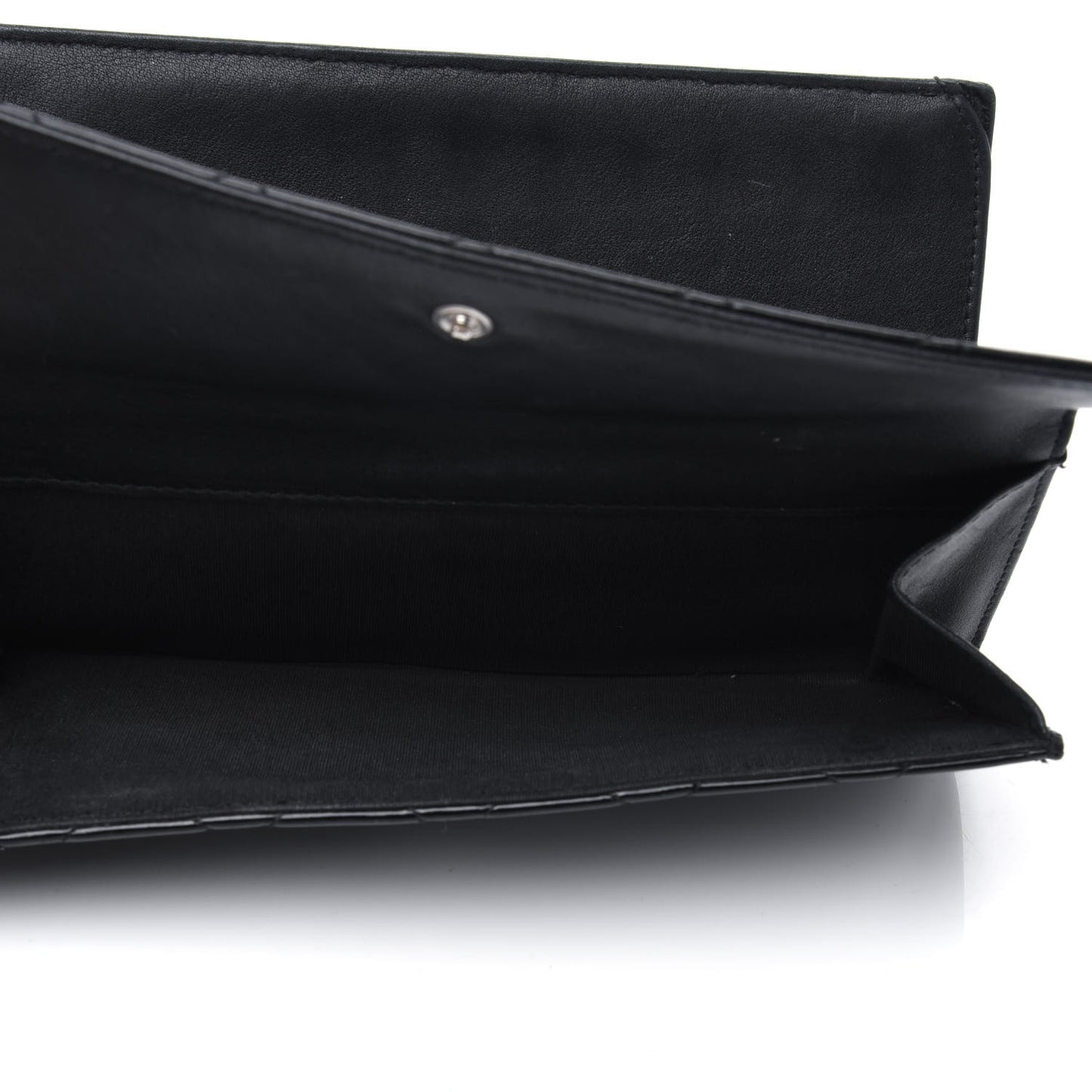 Patent Quilted Large Brilliant Flap Wallet Black