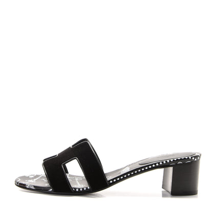 Hermes Velvet Oasis Sandals 37 Black 1 of 10