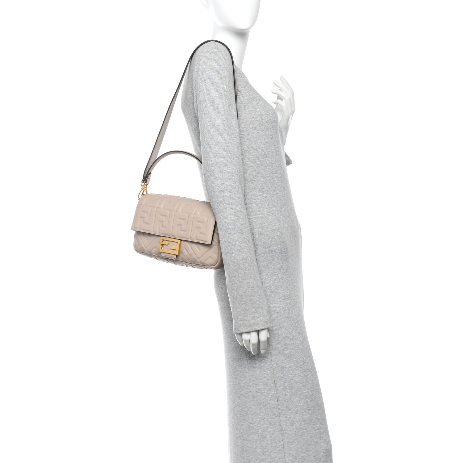 Fendi Nappa FF 1974 Embossed Baguette Camelia 2 of 14