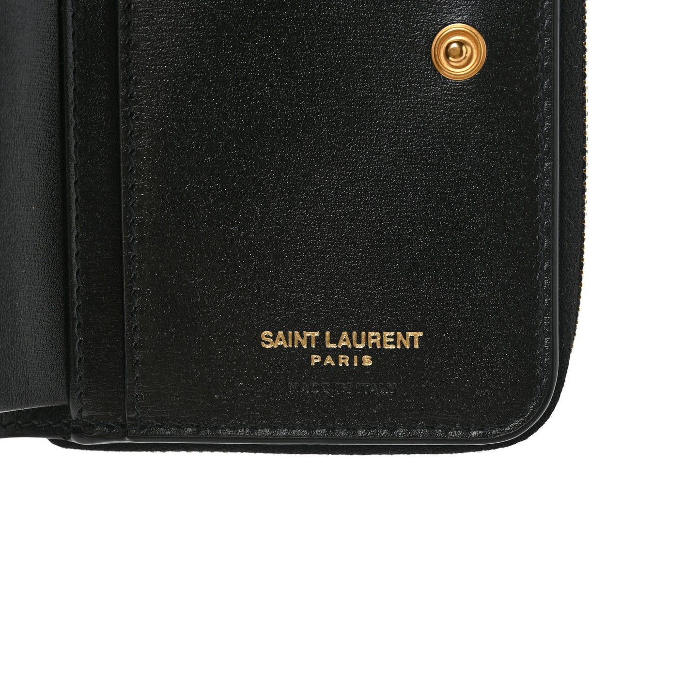 Calfskin Compact Zip Around Wallet Black