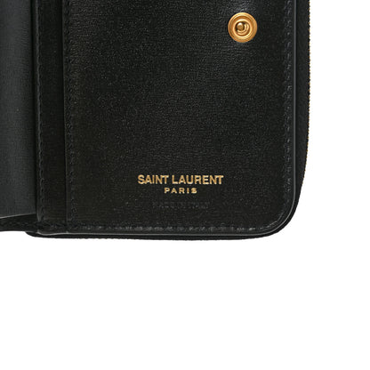 Saint Laurent Calfskin Compact Zip Around Wallet Black 7 of 7
