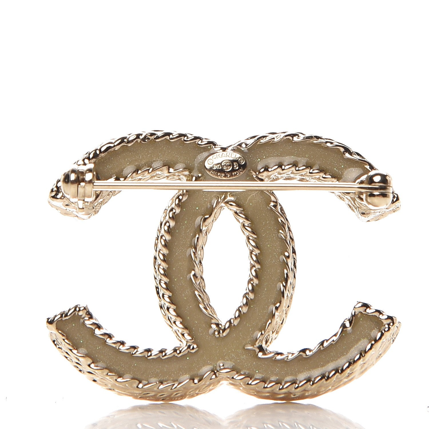 Chanel Crystal CC Brooch Light Gold 3 of 4