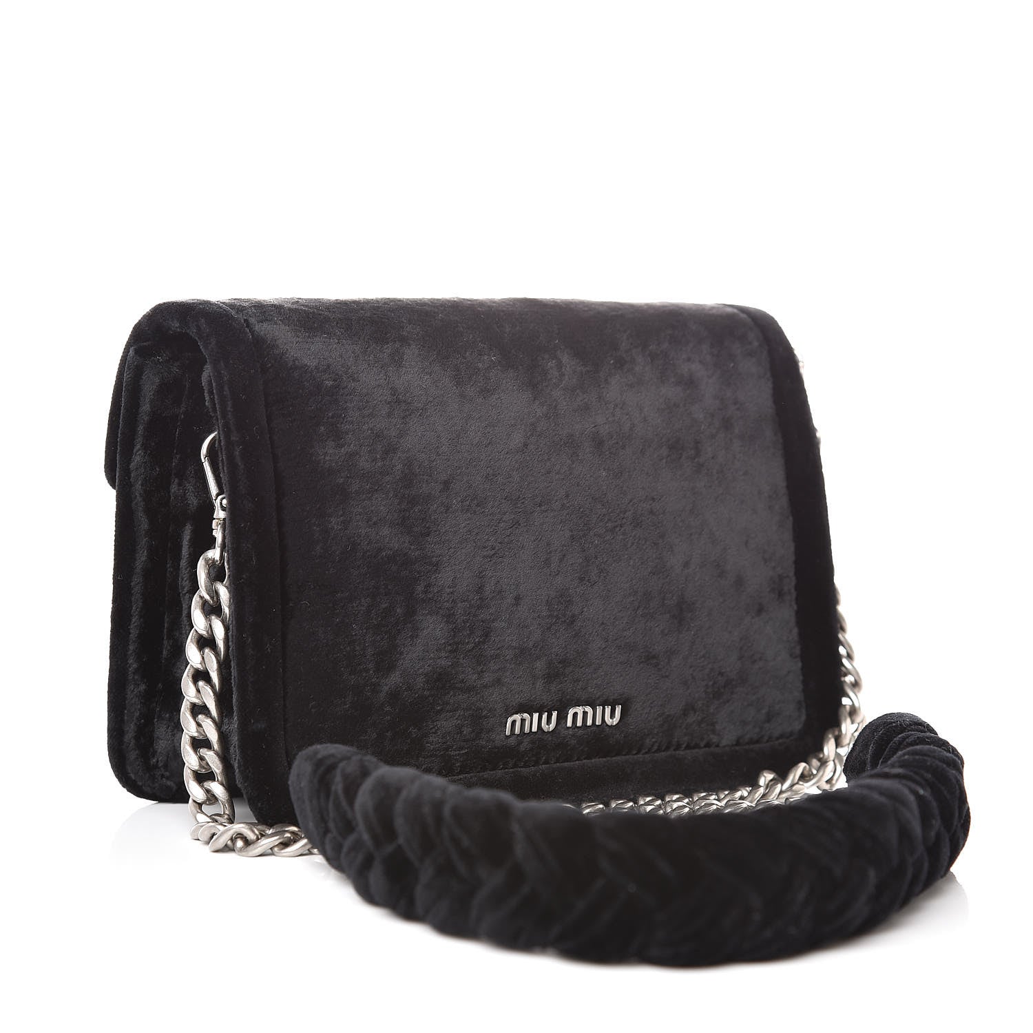 Miu Miu Velluto Froisse Tresse Shoulder Bag Black 3 of 6