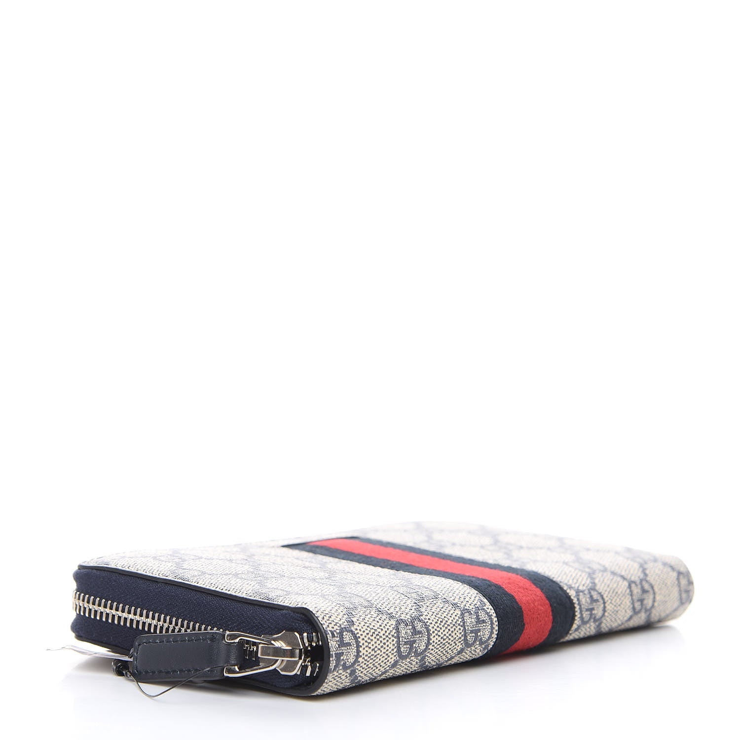 Gucci GG Supreme Monogram Web Zip Around Wallet Beige Blue 4 of 9