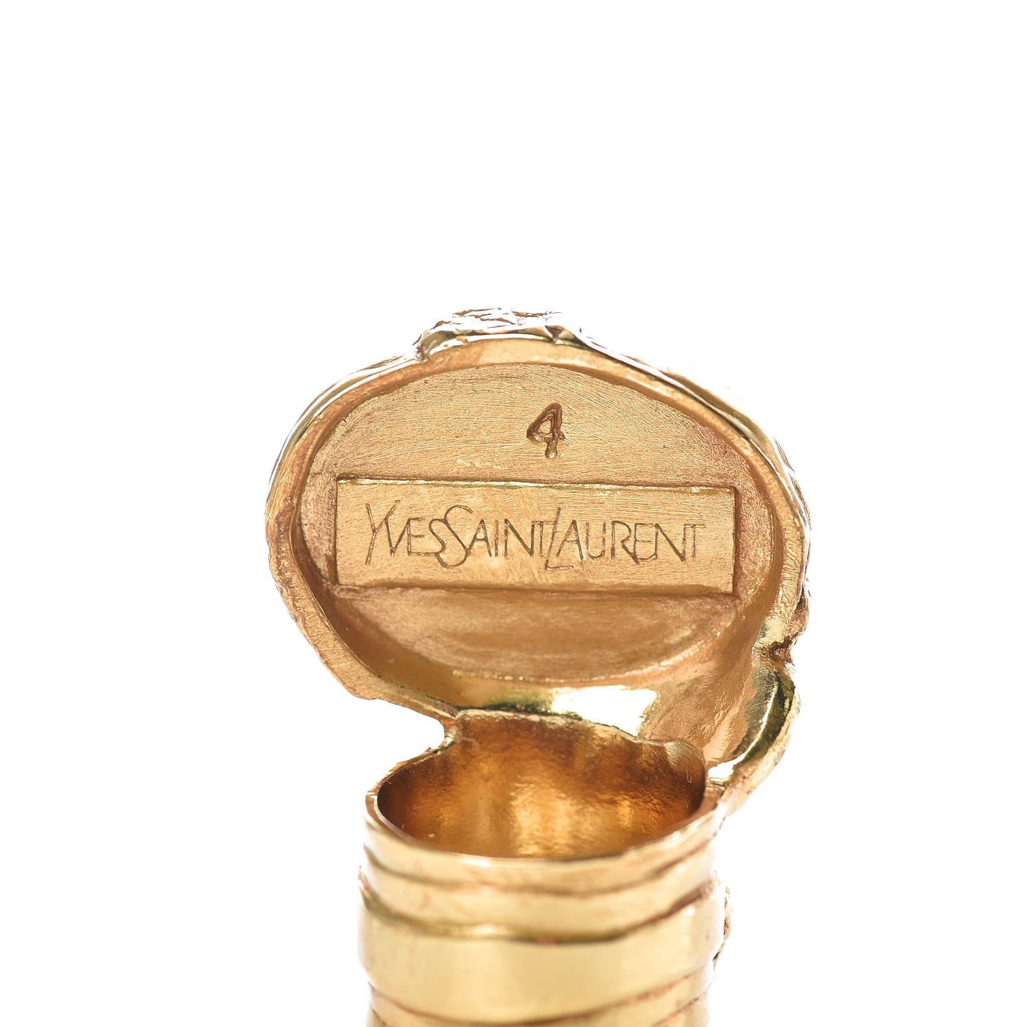 Saint Laurent Glass Cabochon Arty Ovale Ring 4 Gold Lapis 4 of 5