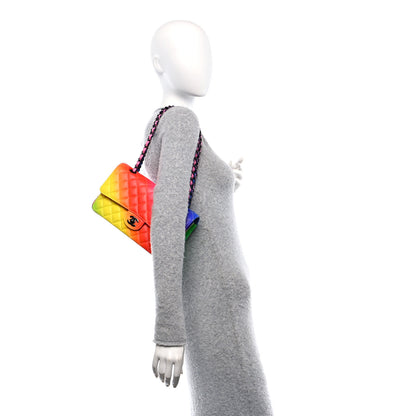 Chanel Calfskin Quilted Medium Rainbow Double Flap Multicolor 2 of 10