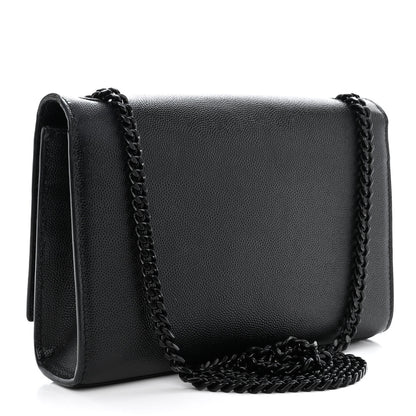 Saint Laurent Grain De Poudre Small Monogram Monochrome Kate Satchel Black 3 of 13