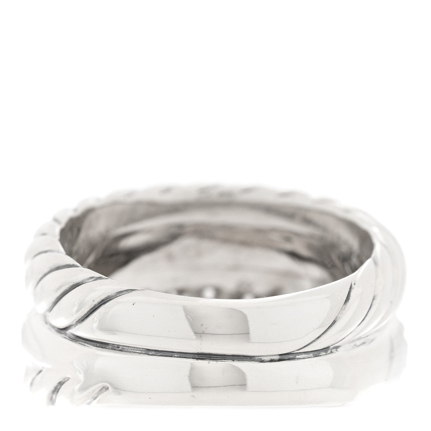 David Yurman Sterling Silver Diamond Thoroughbred Cable Wrap Ring 54 7 3 of 5