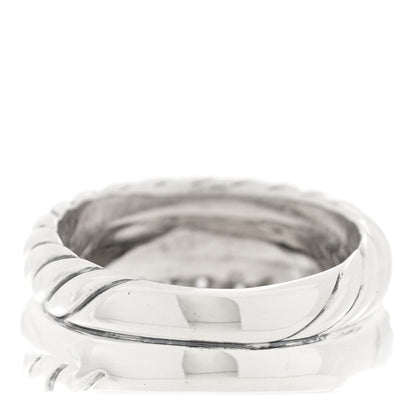 David Yurman Sterling Silver Diamond Thoroughbred Cable Wrap Ring 54 7 3 of 5