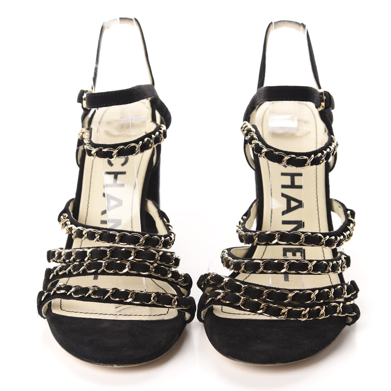Chanel Suede Chain Sandals 38.5 Black 2 of 11