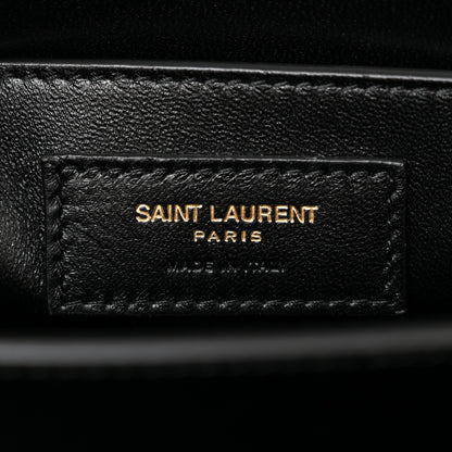 Saint Laurent Smooth Shiny Calfskin Medium Classic Monogram Cassandra Top Handle Black Crema Soft 6 of 10