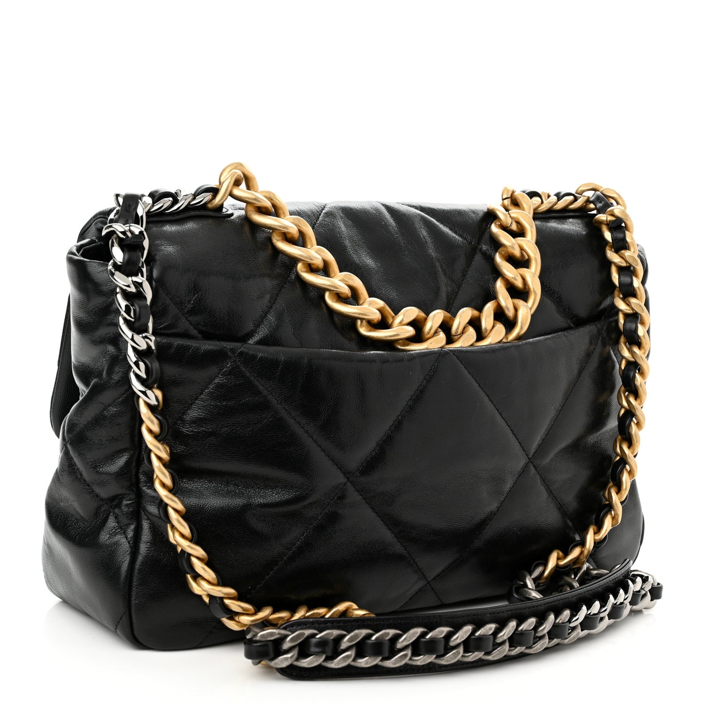 Goatskin Quilted Large Chanel 19 Flap Black