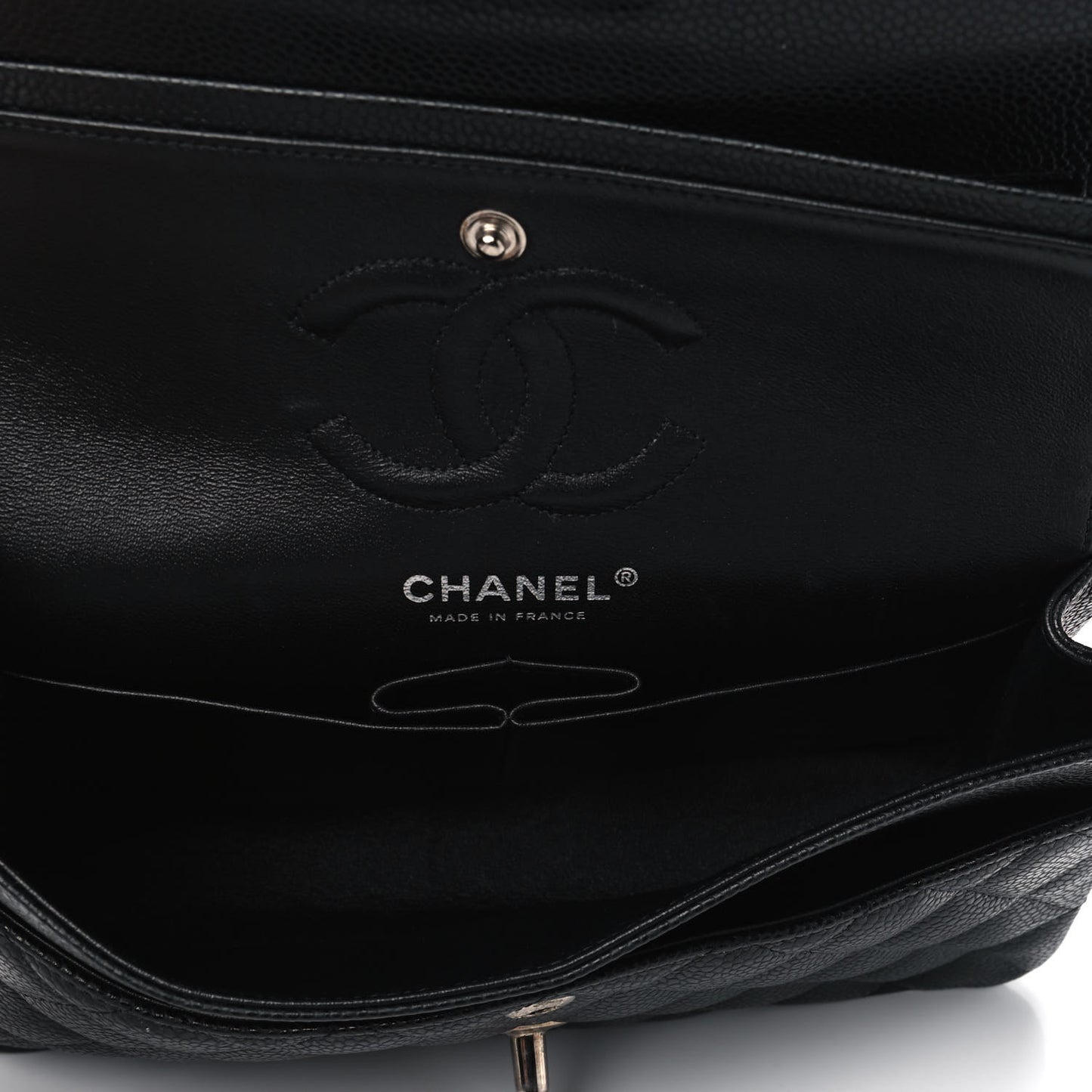 Caviar Quilted Small Double Flap Black