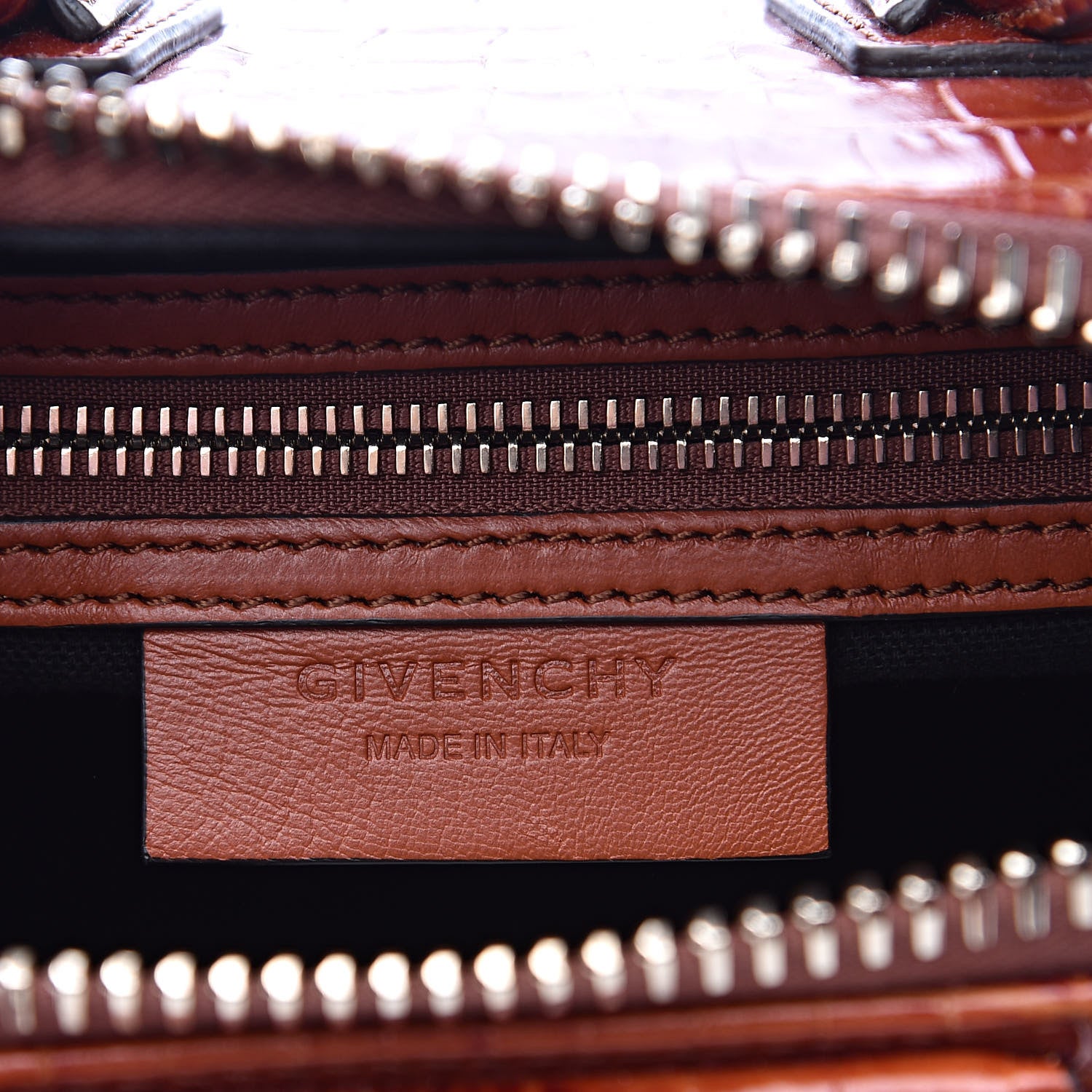 Givenchy Calfskin Crocodile Embossed Mini Antigona Cognac 6 of 9