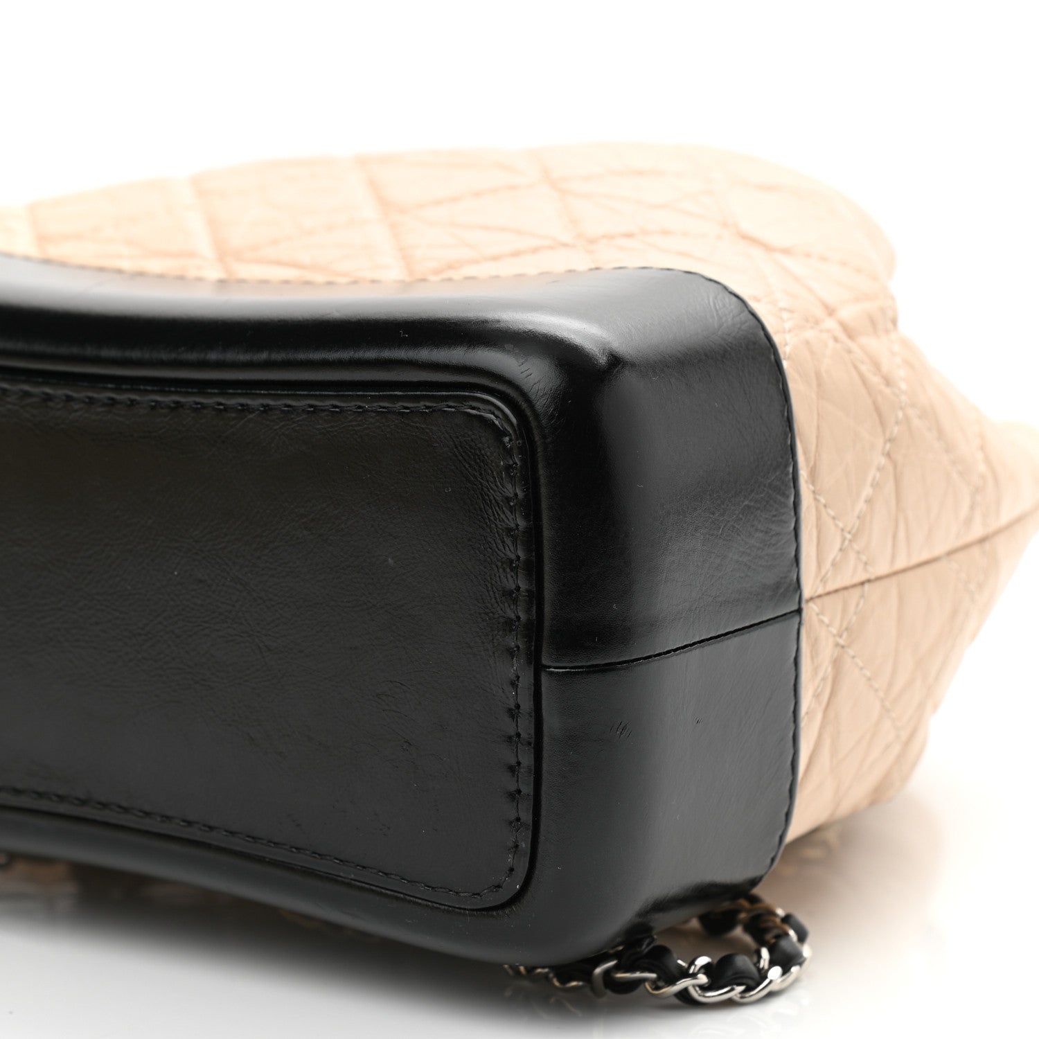 Chanel Aged Calfskin Quilted Small Gabrielle Backpack Beige Black 10 of 13