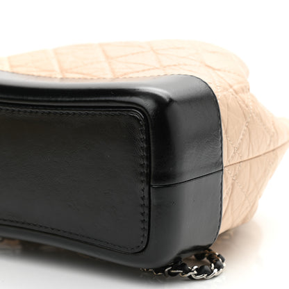 Chanel Aged Calfskin Quilted Small Gabrielle Backpack Beige Black 10 of 13