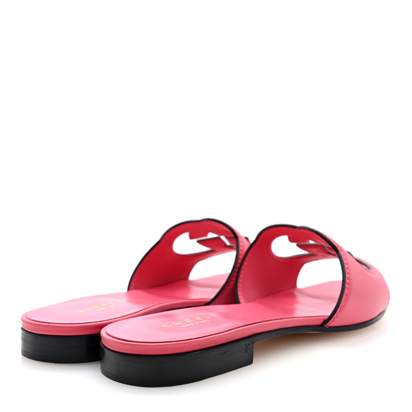 Cosmos Softy Calfskin Interlocking G Cut Out Slide Sandals 37 Rhodamine Pink