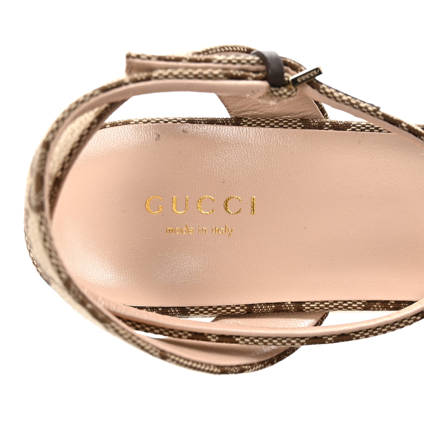 Monogram Nappa Chalotte Horsebit Ankle Strap 75mm Flatform Sandals 40 Beige Ebony