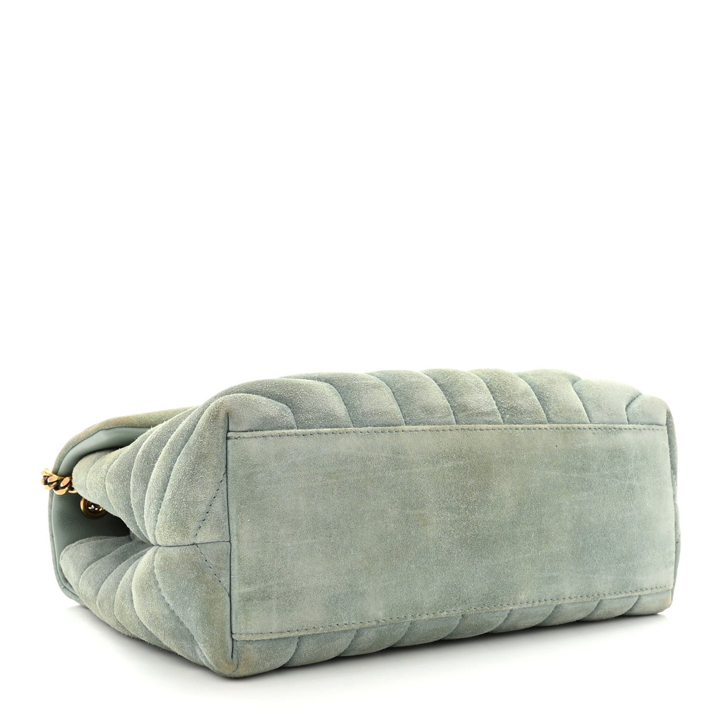 Suede Calfskin Y Quilted Monogram Small Loulou Chain Satchel Vert Opaline