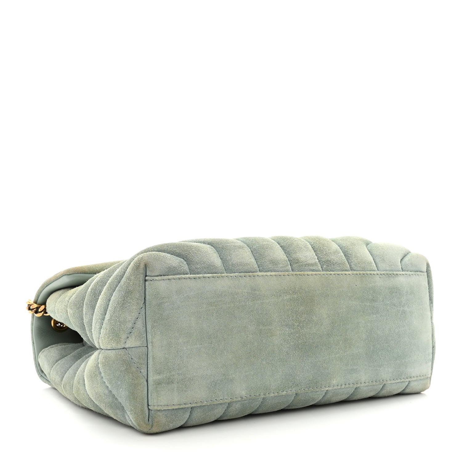 Saint Laurent Suede Calfskin Y Quilted Monogram Small Loulou Chain Satchel Vert Opaline 4 of 10