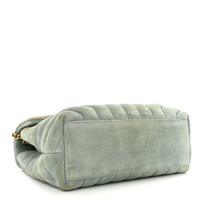 Saint Laurent Suede Calfskin Y Quilted Monogram Small Loulou Chain Satchel Vert Opaline 4 of 10