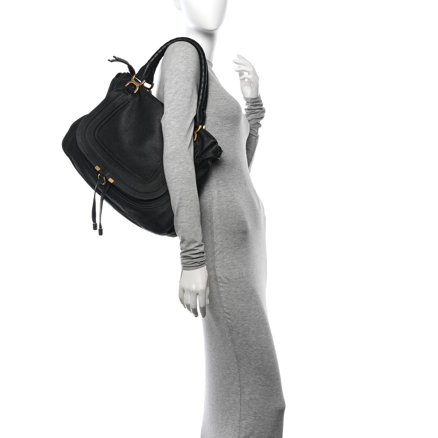 Chloe Calfskin Large Marcie Satchel Black 2 of 11