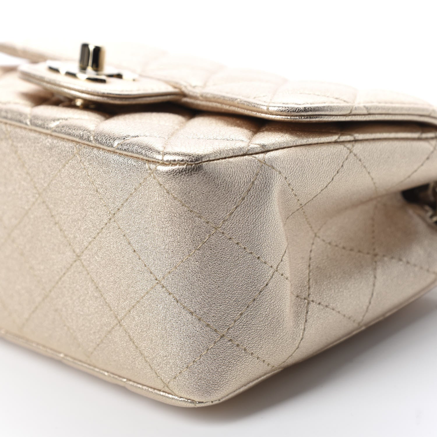 Chanel Metallic Lambskin Quilted Mini Square Flap Gold 7 of 10