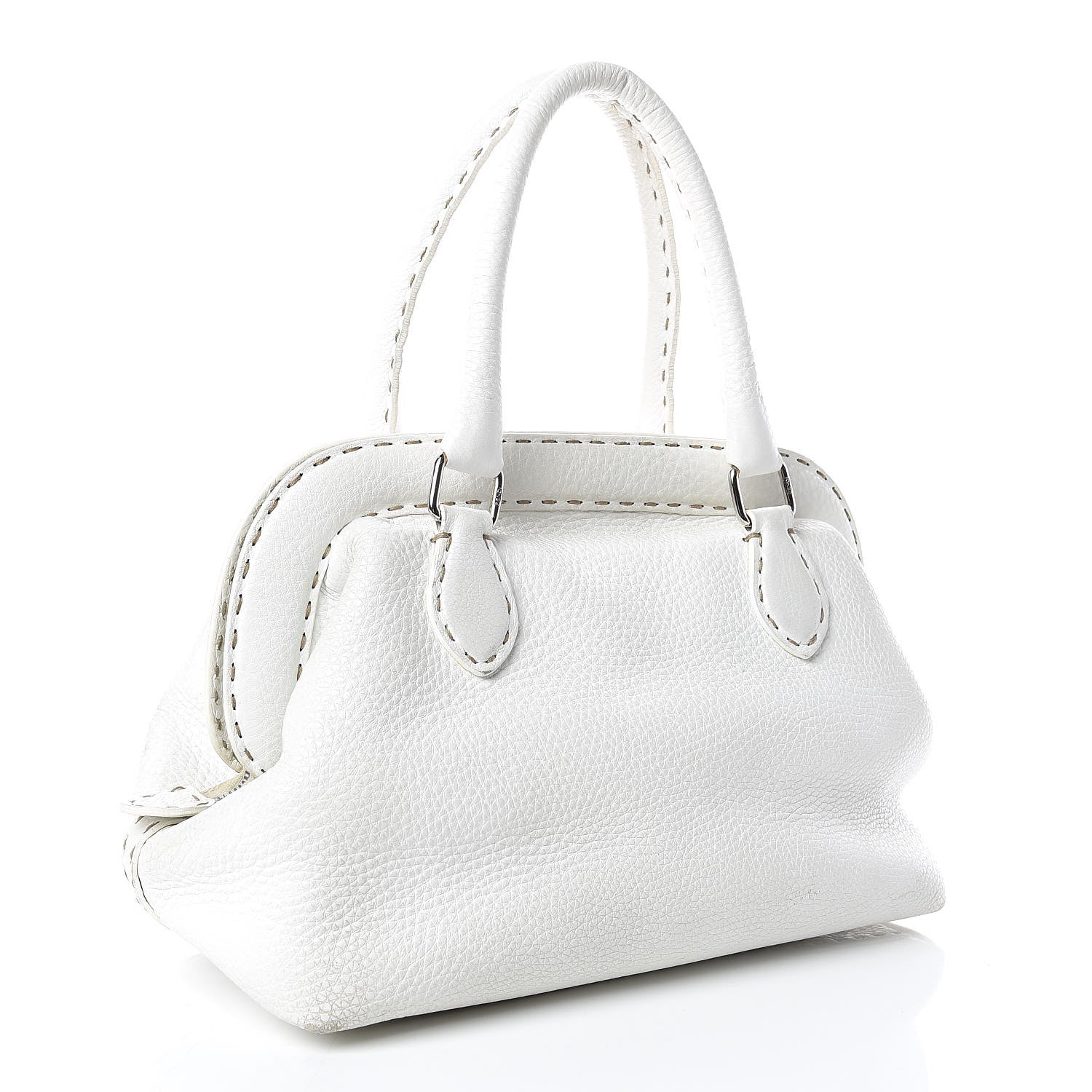 Fendi Calfskin Romano Selleria Adele 1328 Bag White 3 of 38