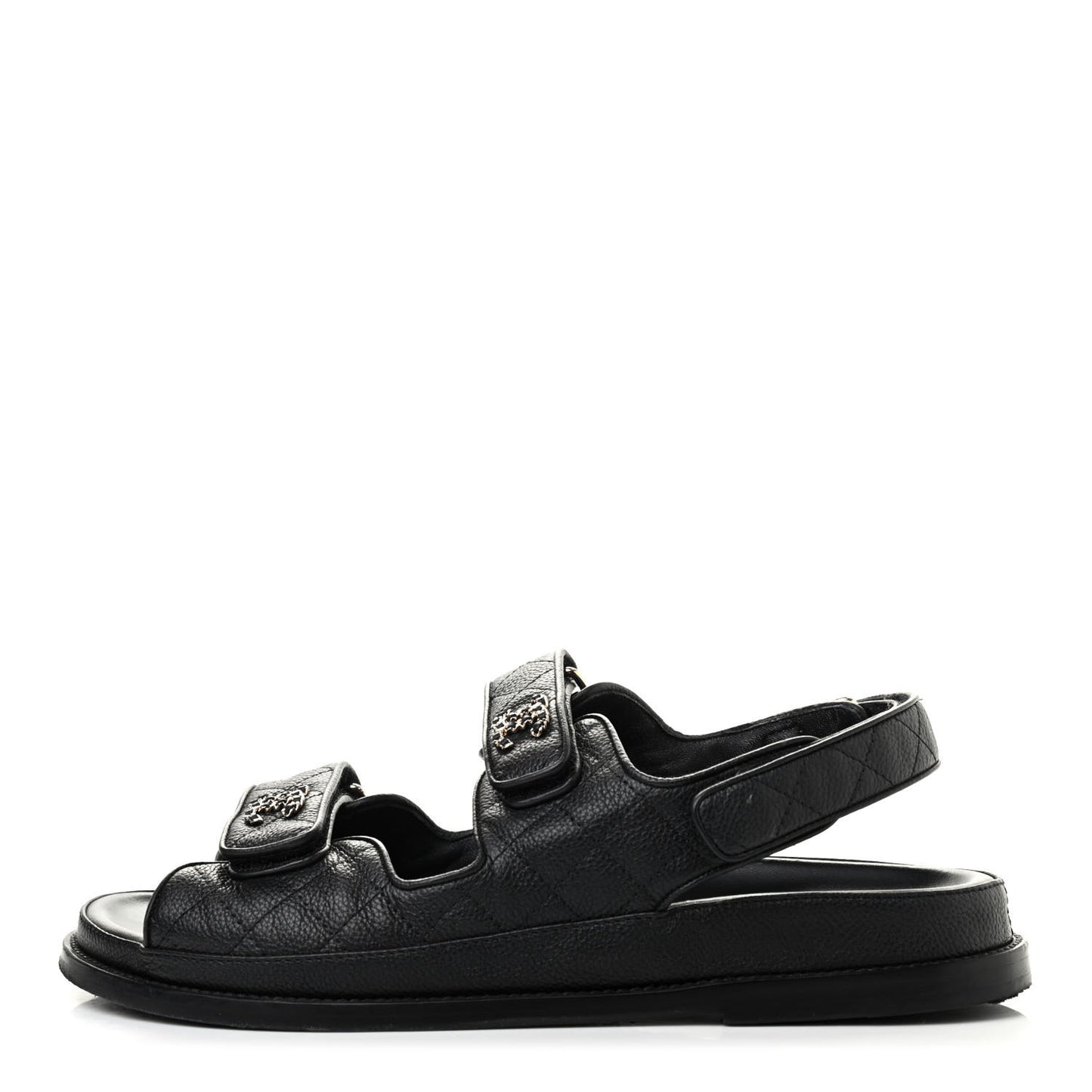 Lambskin Velcro Dad Sandals 40 Black