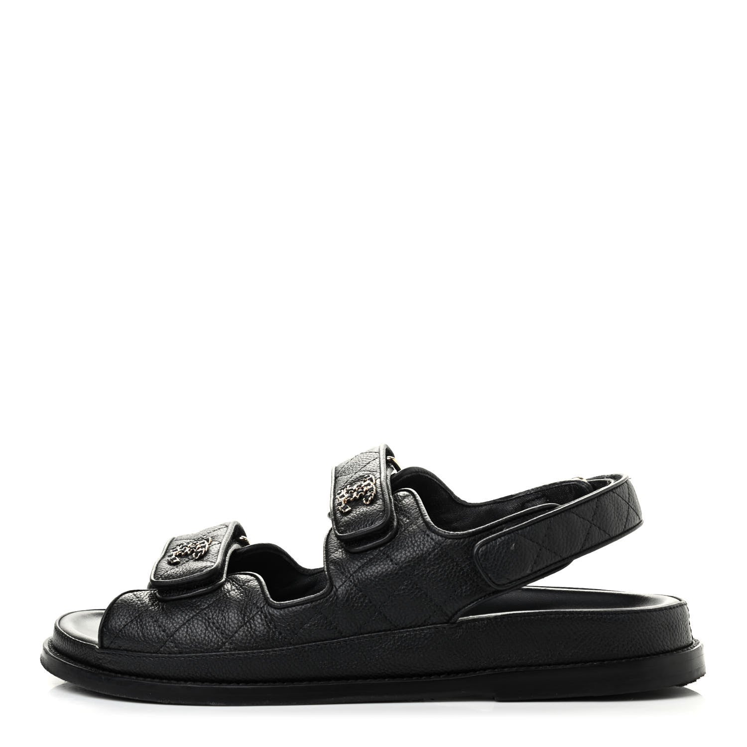 Chanel Lambskin Velcro Dad Sandals 40 Black 1 of 8