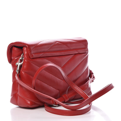 Saint Laurent Calfskin Y Quilted Monogram Toy Loulou Crossbody Bag Red 3 of 14