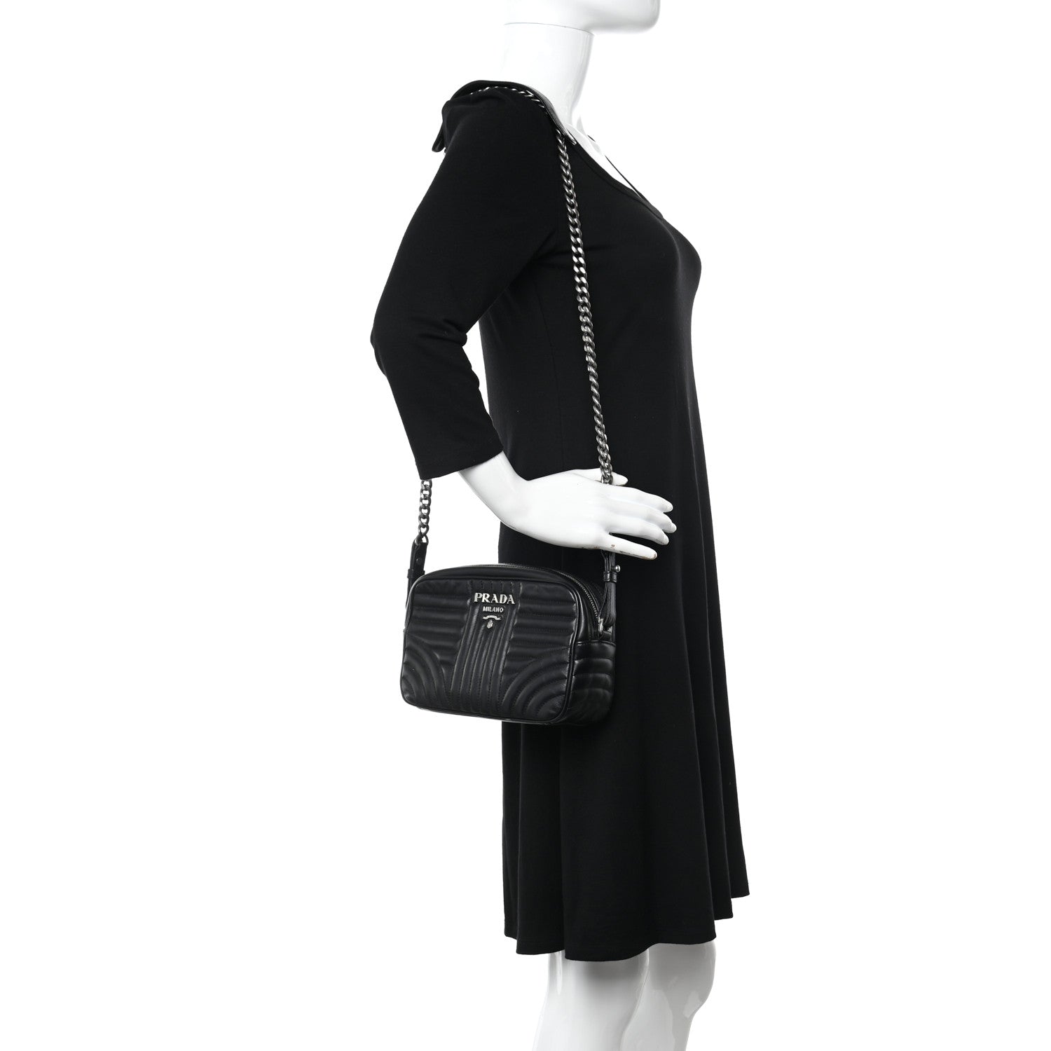 Prada Soft Calfskin Diagramme Camera Bag Black 2 of 11