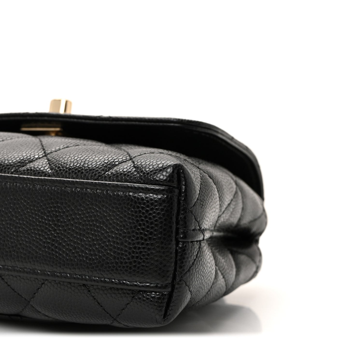 Caviar Quilted Coco Handle Clutch With Chain Black