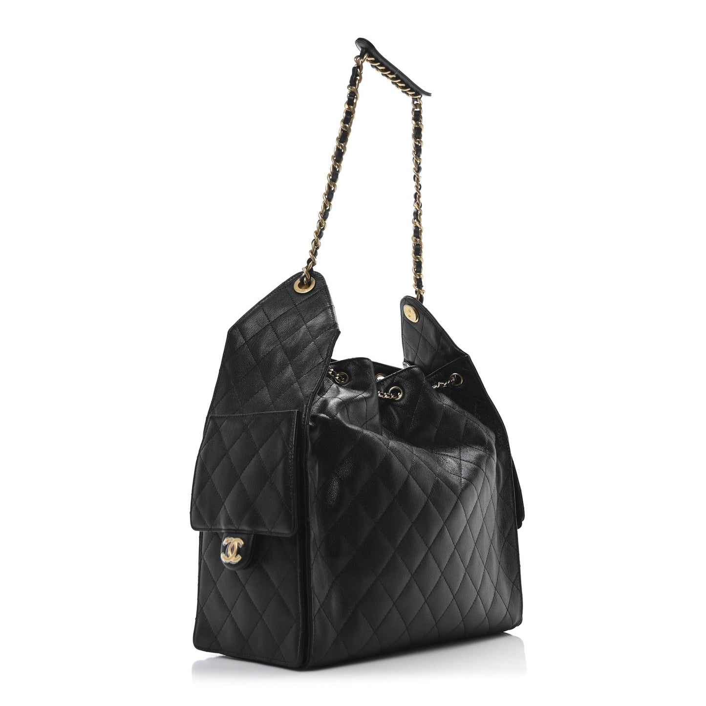 Caviar Quilted Medium Chanel 25 Handbag Black