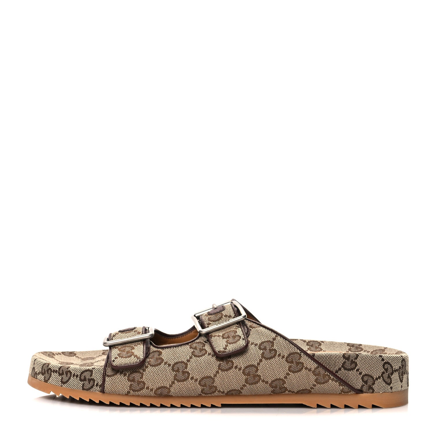Gucci GG Monogram Lavaredo Eco Fabric Mens Slide Sandals With Straps 10 Beige Ebony Light Brown 1 of 8