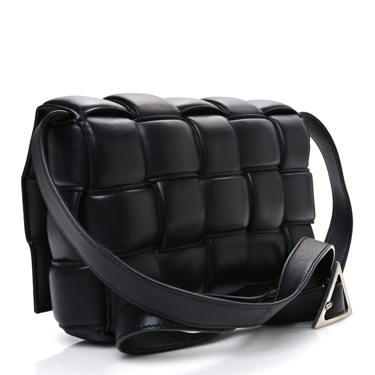 Nappa Maxi Intreccio Padded Cassette Crossbody Bag Black
