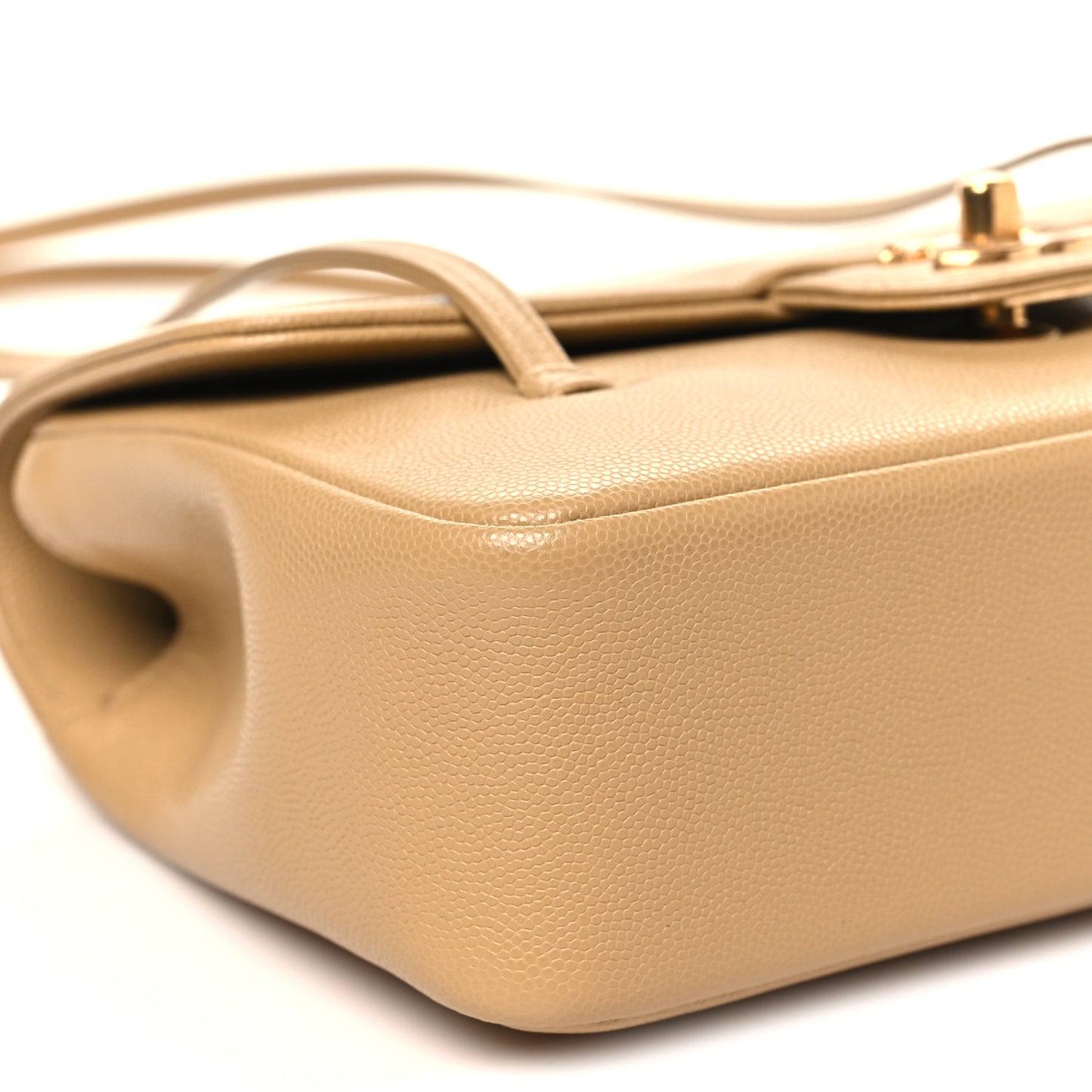 Shiny Caviar Preppy Coco Small Flap Beige