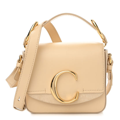 Chloe Shiny Calfskin Suede Mini C Double Carry Blondie Beige 1 of 8