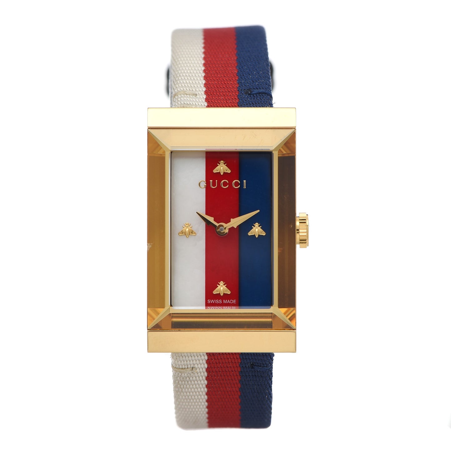 Stainless Steel Nylon Mother of Pearl 21mm Web G-Frame Quartz Watch Blue