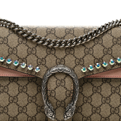 Gucci GG Supreme Monogram Suede Crystal Small Dionysus Shoulder Bag Beige Ebony Light Peonia 8 of 11
