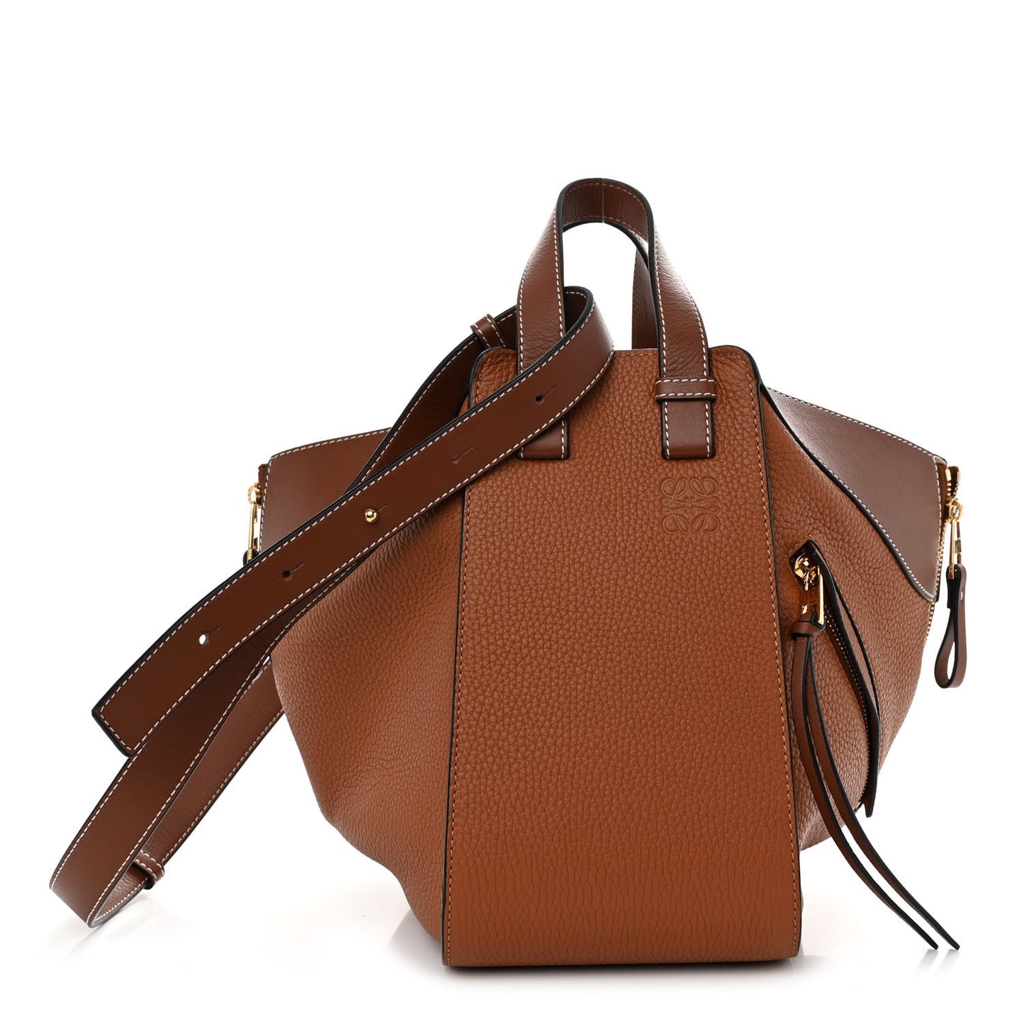 Grained Calfskin Small Hammock Shoulder Bag Tan