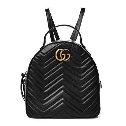 Gucci Calfskin Matelasse GG Marmont Dome Backpack Black 1 of 21
